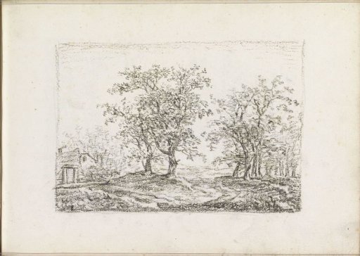 Landscape with trees and a farmhouse