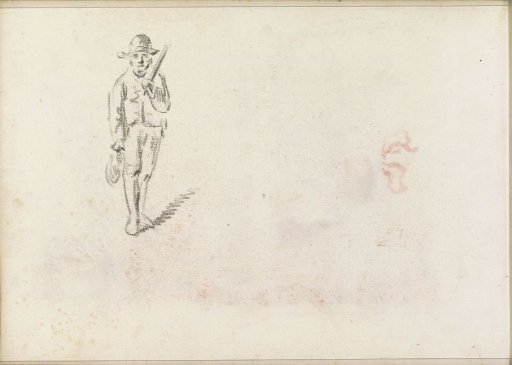 Standing man with a bag and staff