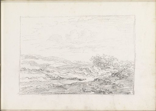 Hilly landscape with trees and shrubs