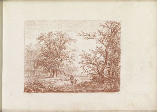 Landscape with a man and boy on a path