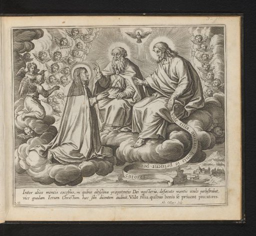 St. Theresa Kneeling Before God the Father and Christ on the Clouds
