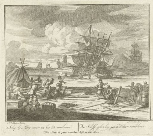 Ship Runs Aground in the Ice in Fine Weather, ca. 1725