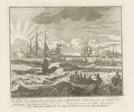 Harpooned Whale Diving Under the Ice, ca. 1725