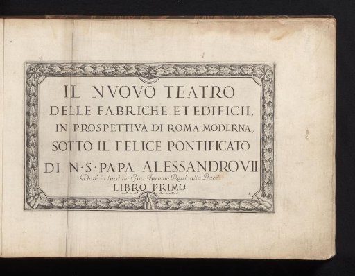 Title print for a series of views of churches and palaces in Rome