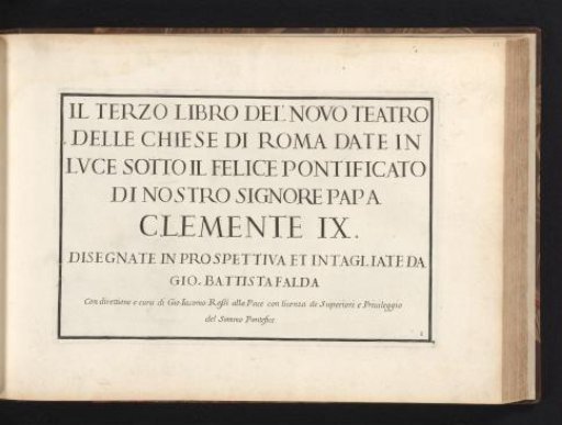 Title print for a series of views of churches in Rome