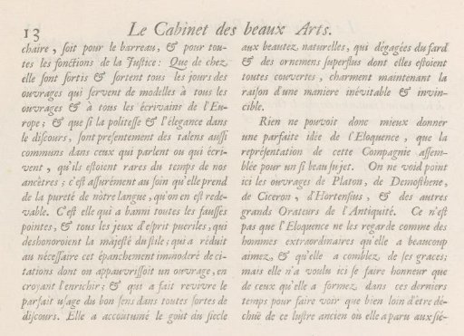 Text page with explanation of the print on Eloquence, p. 13