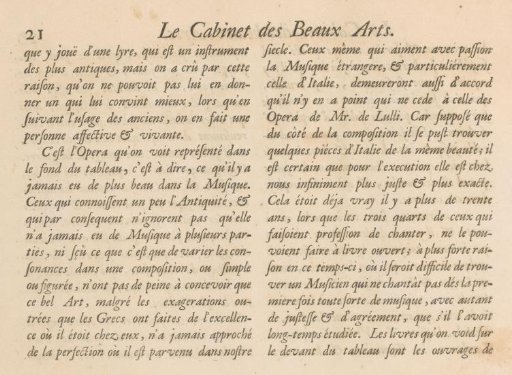 Text page with explanation of the print on Music, p. 21