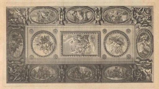 Ceiling painting with Apollo, Minerva and Mercury and the personifications of the liberal arts