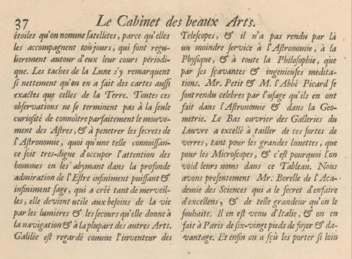Text page with explanation of the print on Optics, p. 37