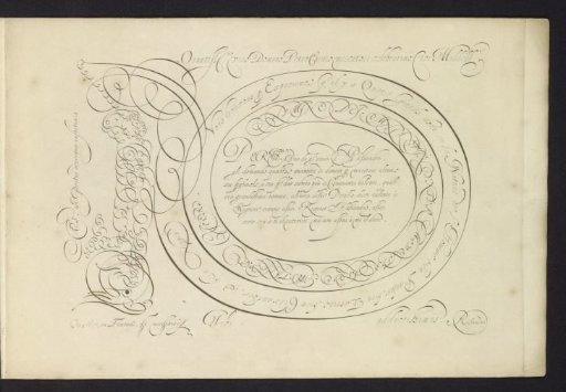 Writing sample with Fortuna in scrollwork