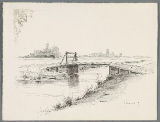 Landscape with a bridge over a ditch