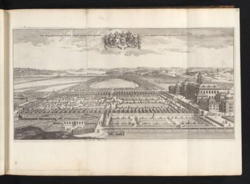Drottningholm Castle and its gardens in bird's-eye view