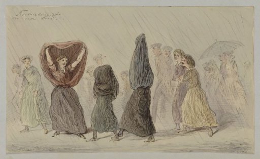 Factory Girls in a Rainstorm