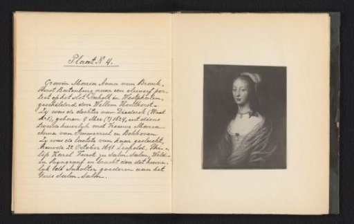 Photographic reproduction of a painted portrait of Maria Anna van Bronckhorst-Batenburg