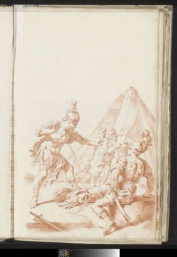 Wounded Soldier Before a Camp