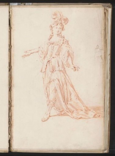 Woman with ostrich feathers on her hat