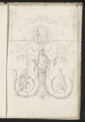 Ornament with Putti, Flowers, and a Medallion
