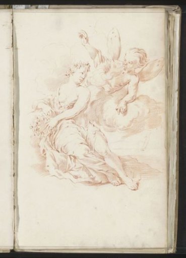 Naked woman with a laurel wreath