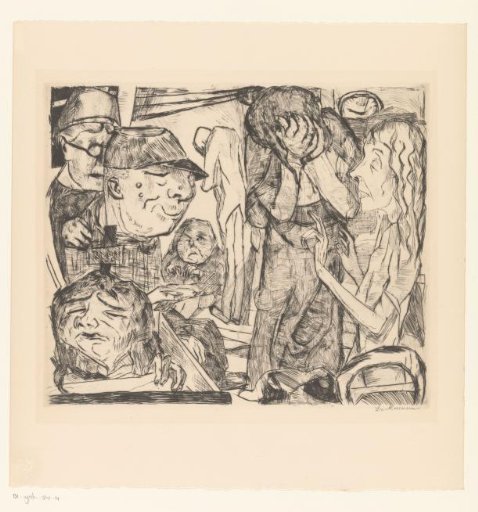Interior with a group of grotesque figures