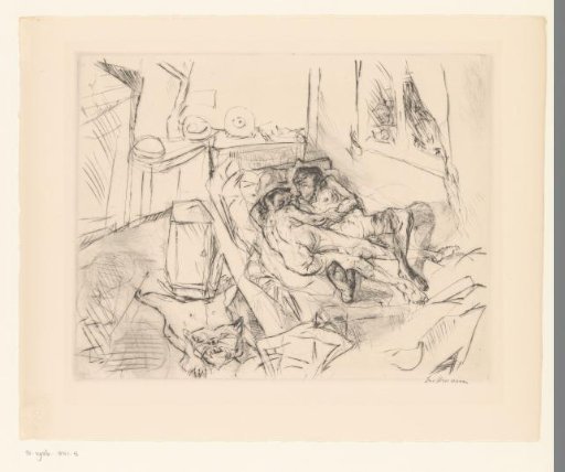 A courting couple on a bed