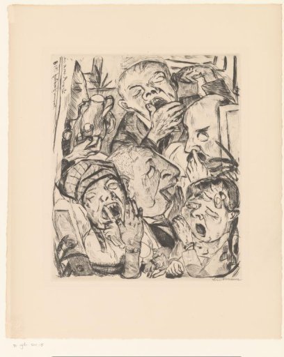 A group of yawning people