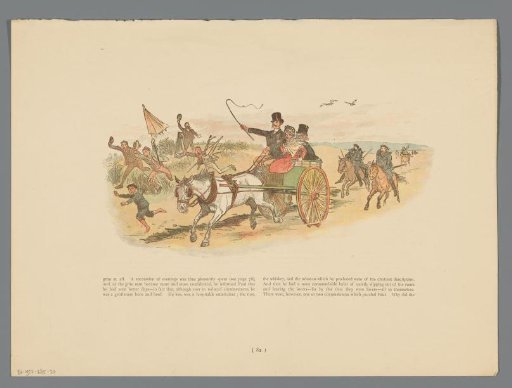 Figures running alongside a carriage