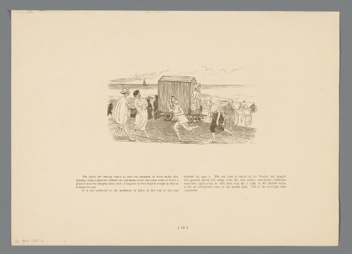 Men and women by a cart on the beach