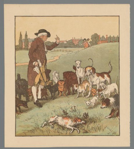 Men and Dogs in a Circle Around a Dead Dog