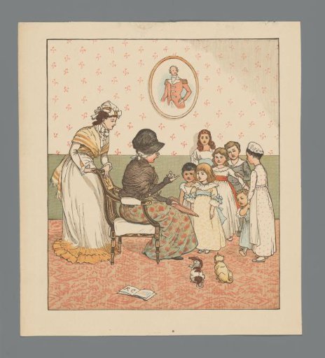Children singing for two women