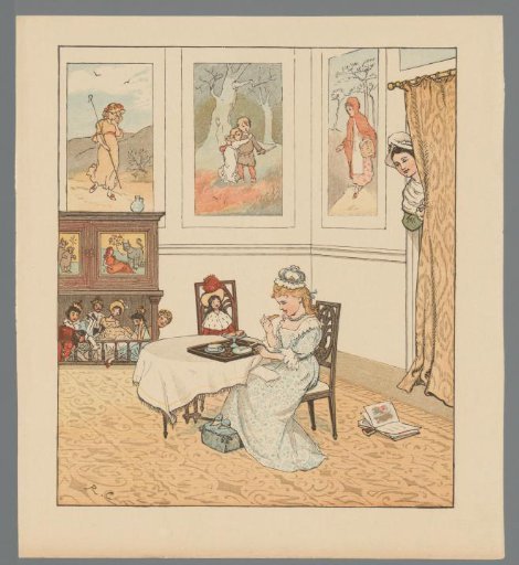 Interior with a queen at a table