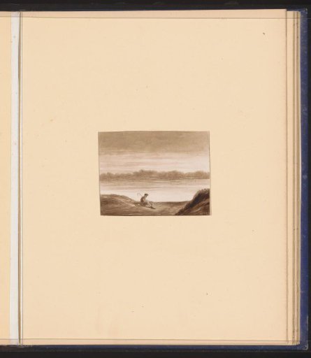 Resting traveler by the water