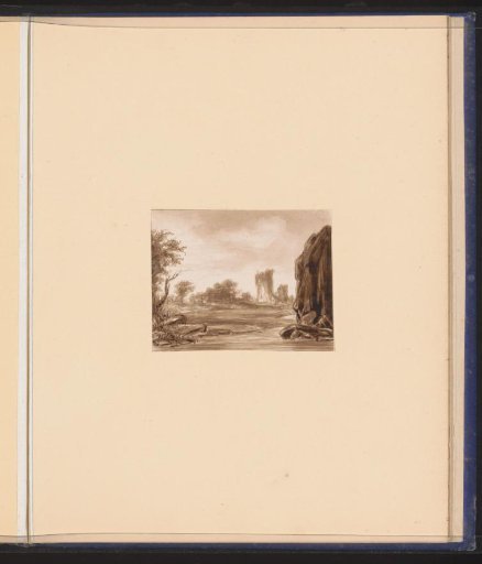 Landscape with water, rocks, and a ruin