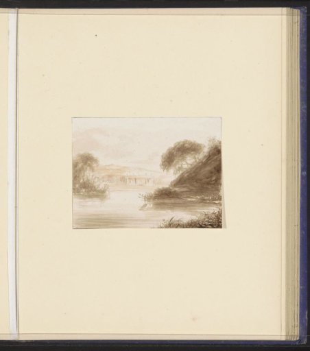 Mountain Landscape with a River and Buildings