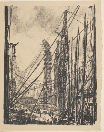 Shipyard with cranes