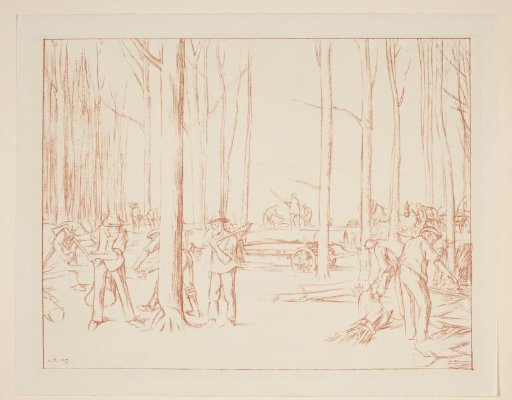 Agricultural workers working in a forest