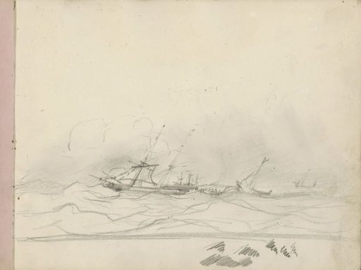 Sailing ships on a stormy sea