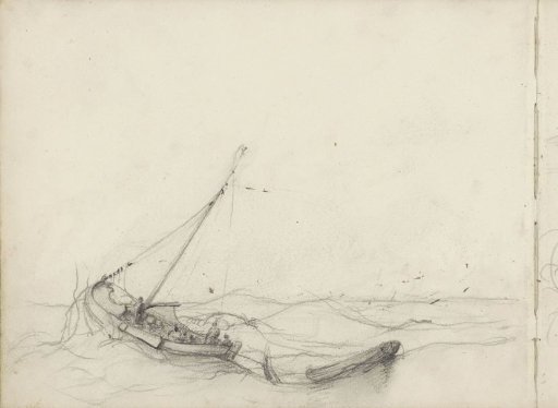 Sailing boat and a skiff at sea