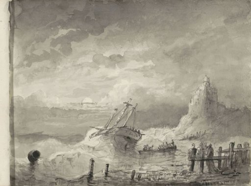 Ship in distress off a coast