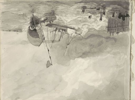 Sailing ships before a coast in stormy weather