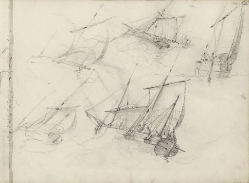 Study sheet with sailing ships