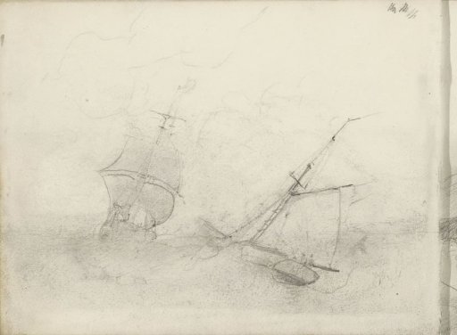 Two sailing ships on a stormy sea