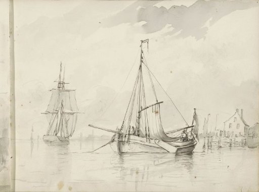 Moored ships at a harbor