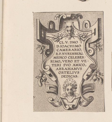 Cartouche with lion's head and female head