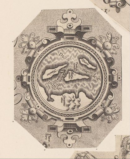 Round cartouche with the Diomedes Islands