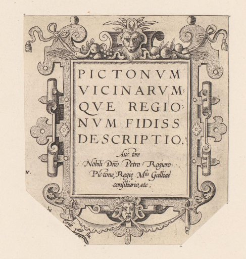 Rectangular cartouche with two masks