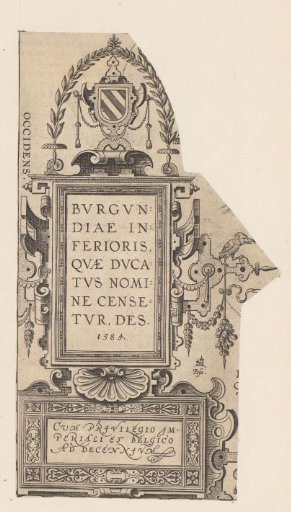 Cartouche with the coat of arms of the Duchy of Burgundy