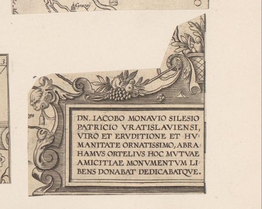 Corner cartouche with a half fruit basket