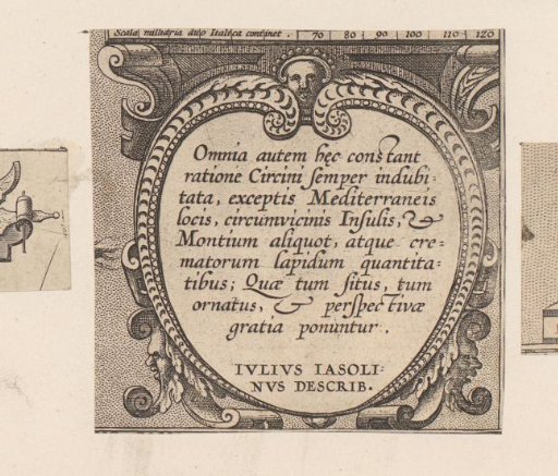 Plump leaf-shaped cartouche with a mask
