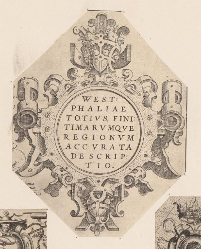Cartouche with two vases of strapwork