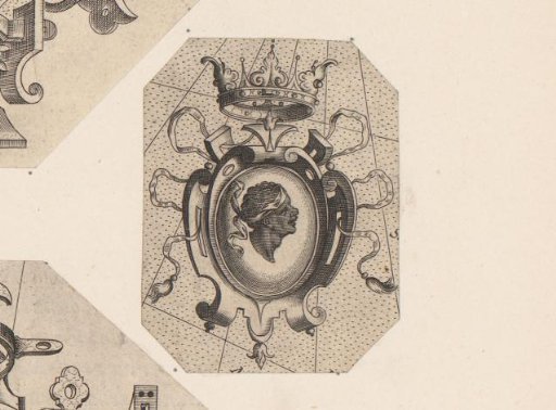 Cartouche with the crowned coat of arms of Corsica